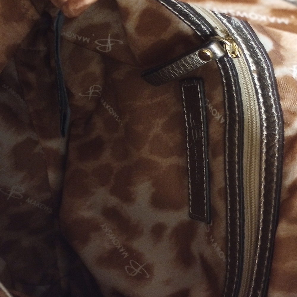 B Makowsky Gold Tone Leather Bag - Picture 9 of 17